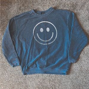 Corded Smiley Face Crewneck